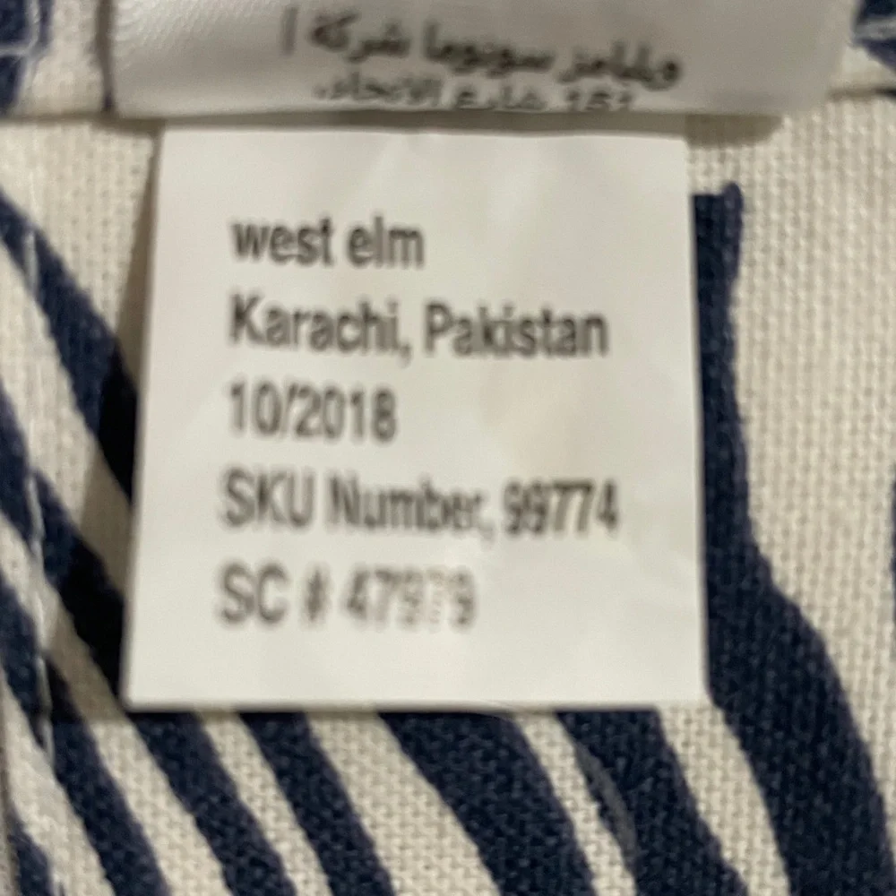 West Elm Navy & White drapery panels. 48”x 84” Two (2) panels